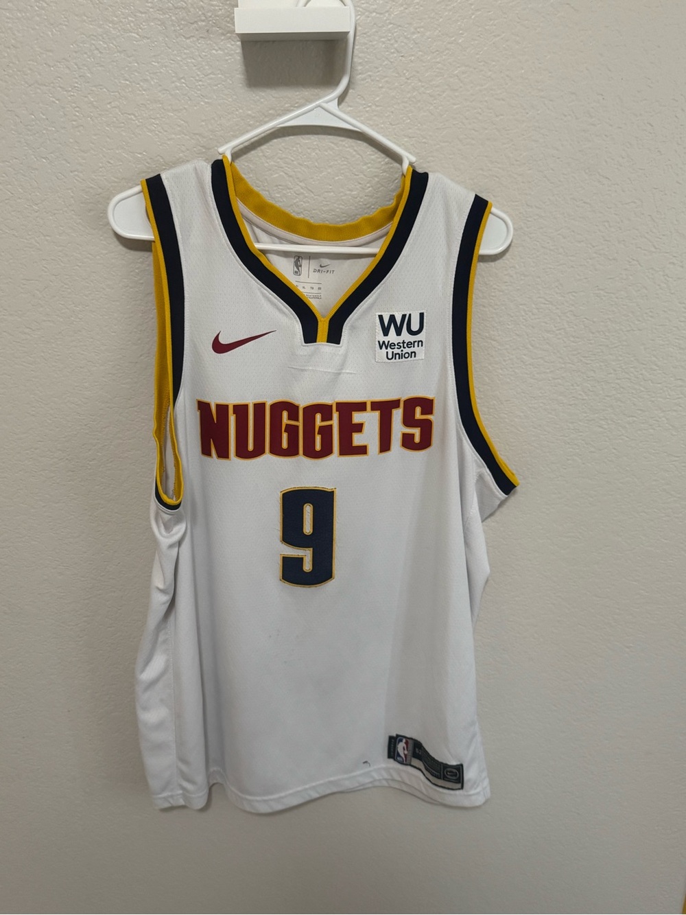 Nike White and Yellow NBA Dri-FIT Home Game Jersey